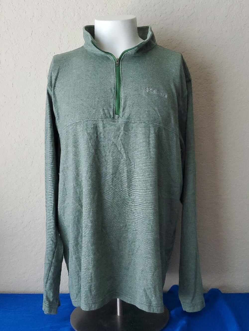 Columbia Men's XXL Alpine Thistle 1/4 Zip Pullover Green Long Sleeve Shirt